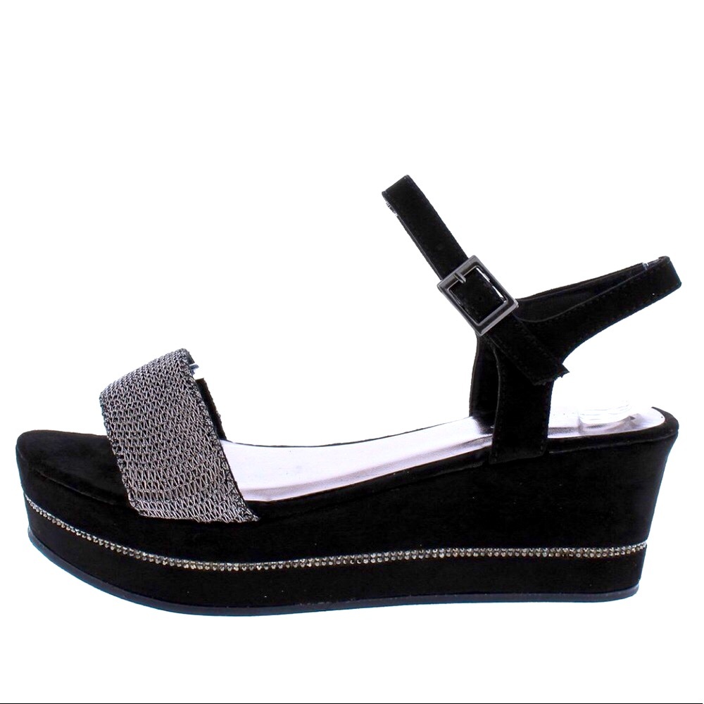 Black Embellished Flatform
